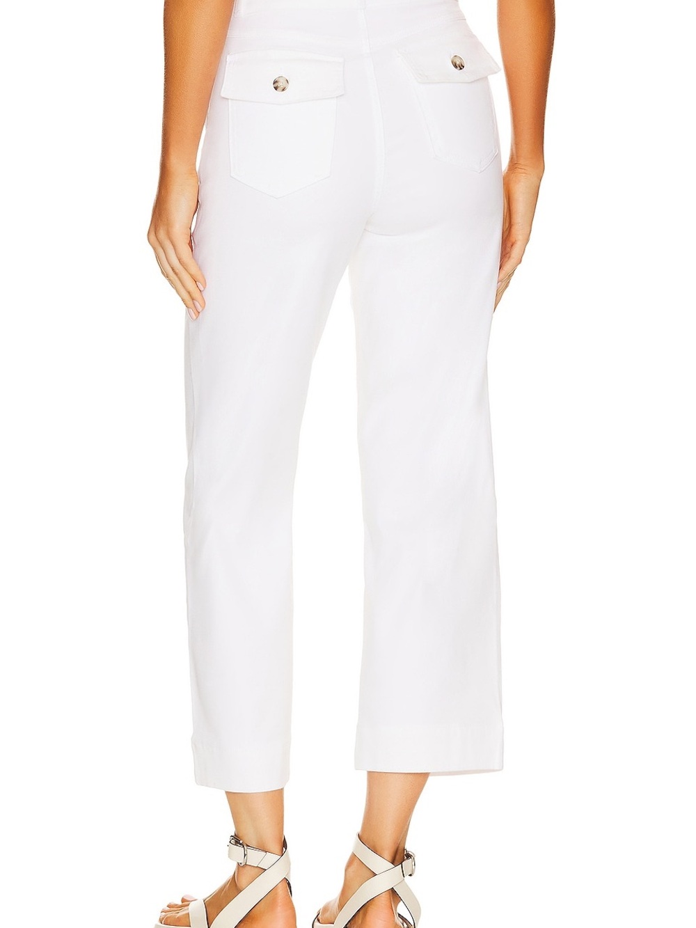 SPANX White Wide-Leg Cropped Twill Pants Size Large NWT - Picture 2 of 12
